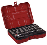 1/4" Dr. 21 PC Socket & Socket Bit Set, Metric