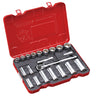 3/8" Dr. 21 PC Regular & Deep Socket Set, Inch